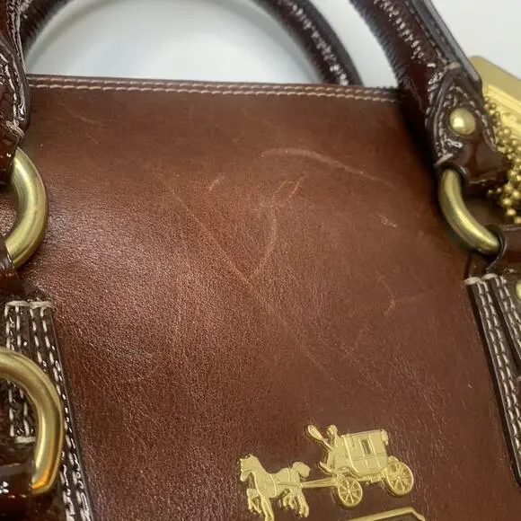 Coach Op Art Large Sabrina H0826-12943 Khaki Sateen/Leather Satchel Bag - Picture 9 of 10